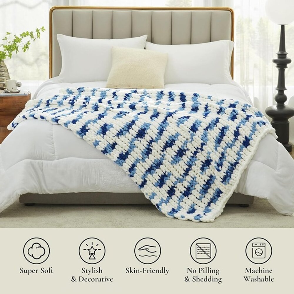NEW  Home Chunky Knit Blanket Throw, Thick Soft Chenille Yarn Throw, 50x60 - Picture 7 of 7
